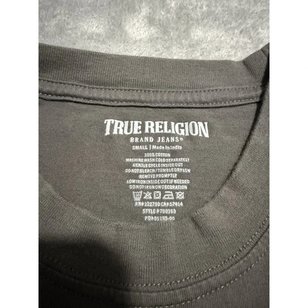 True Religion Men's Small Pop Out Print Gray T-Shirt Short Sleeve